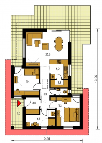 Plan de sol du rez-de-chaussée - BUNGALOW 163